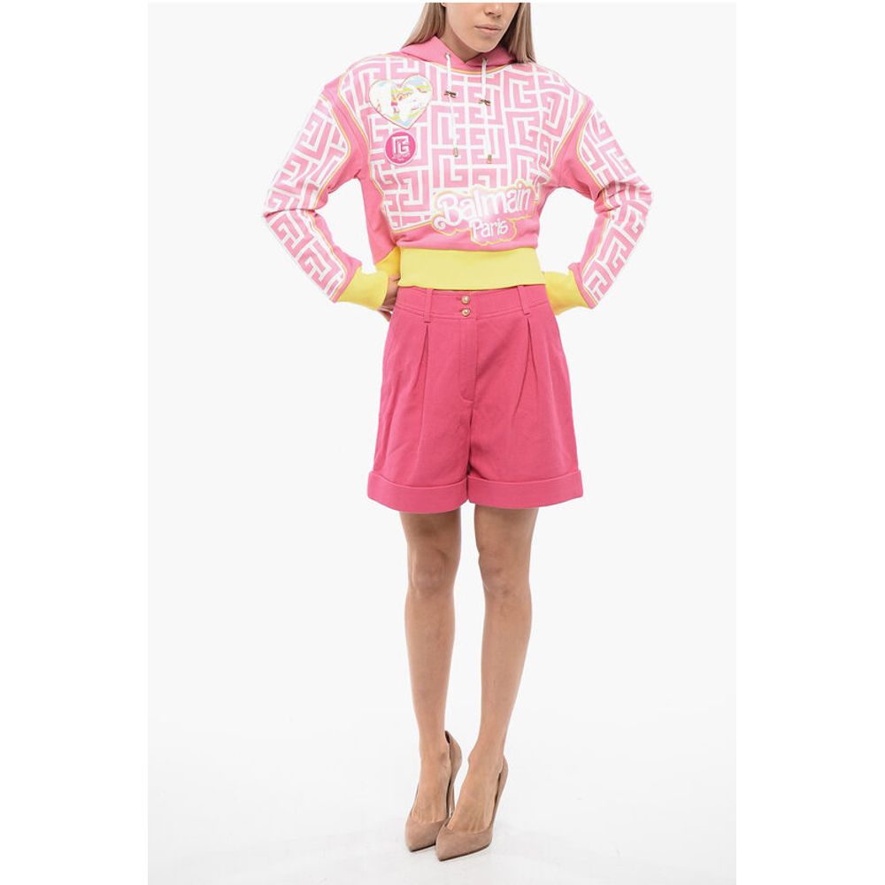 Balmain Cotton Single Pleated Tweed Shorts