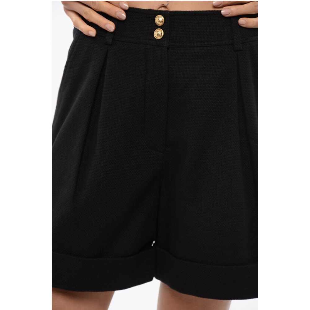 Balmain Cotton Single Pleated Tweed Shorts