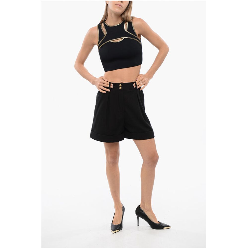 Balmain Cotton Single Pleated Tweed Shorts