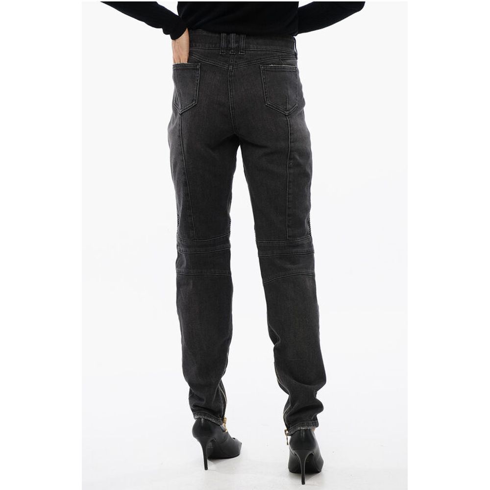 Balmain Biker Denims With Zipped Detailing
