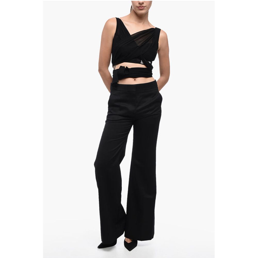 Givenchy Mohair Blend Wide Leg Pant With Concealed Closure