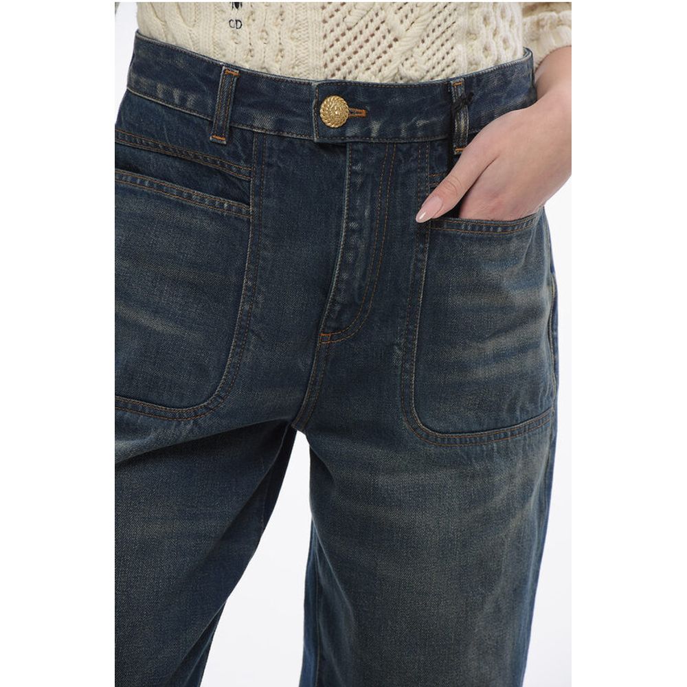 Balmain 4 Pocketed Flared Fit Denims With Jewel Button
