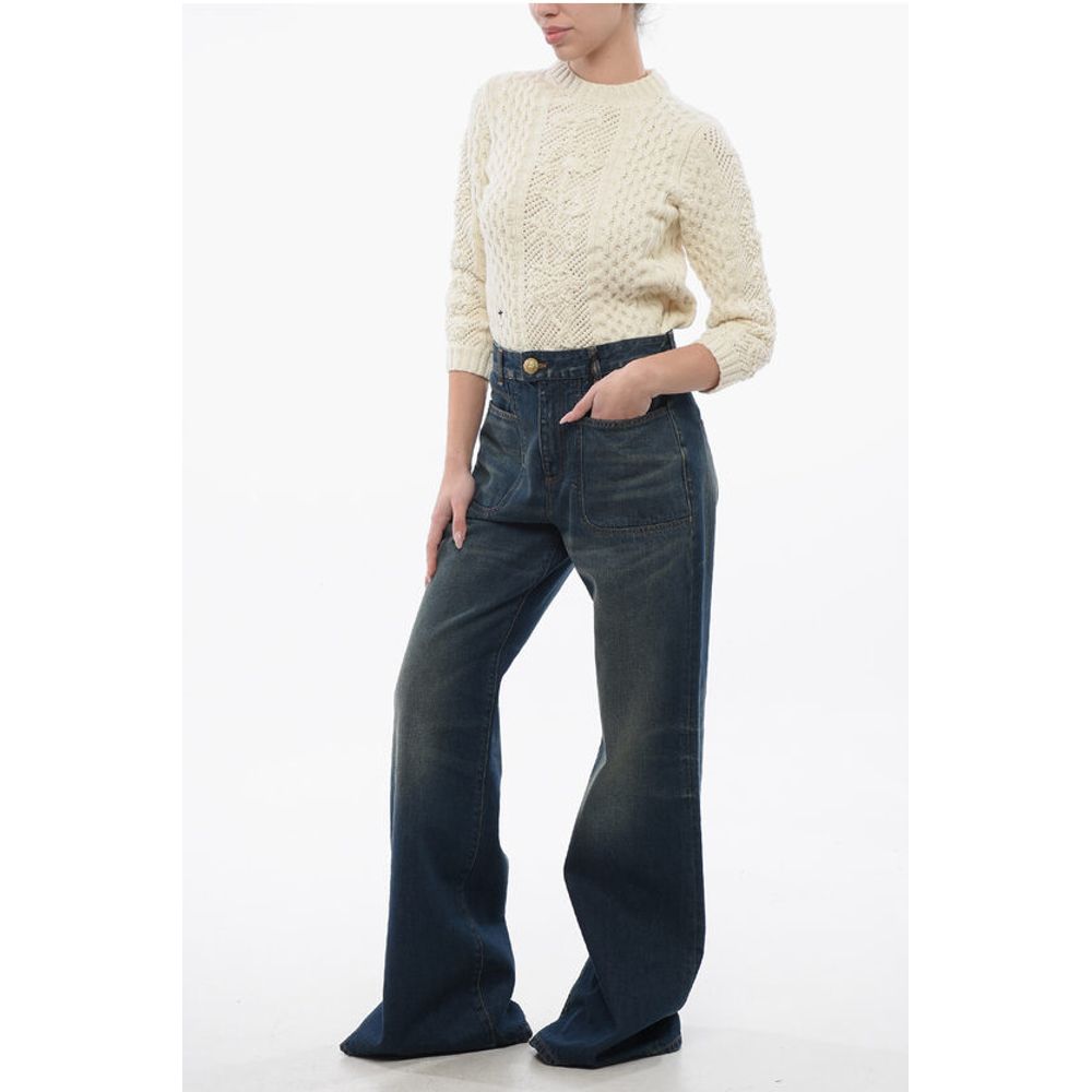 Balmain 4 Pocketed Flared Fit Denims With Jewel Button