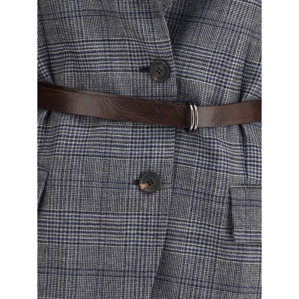 Brunello Cucinelli Prince Of Wales Pattern Blazer - Outerwear - For Women - GlamSteals