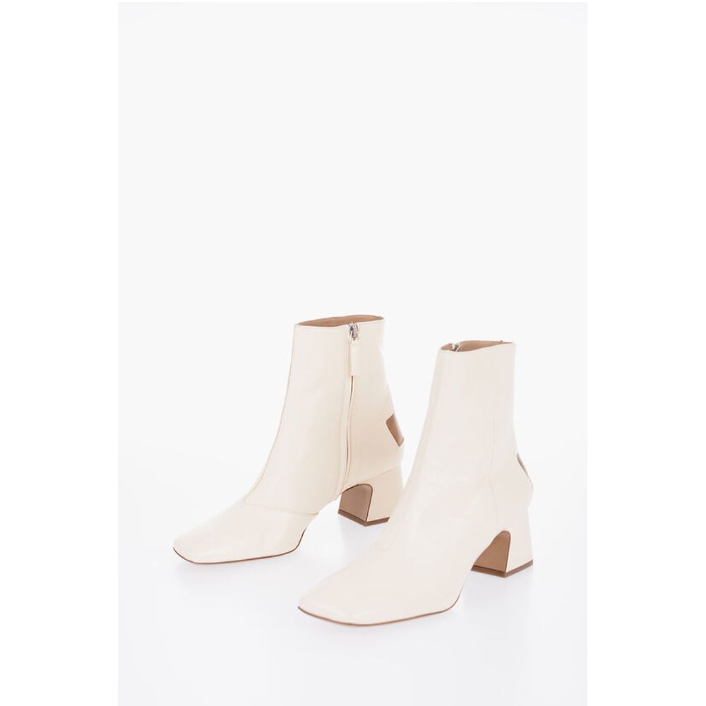 Maison Margiela Leather Boots With Cut Out Detail Heel 6 Cm