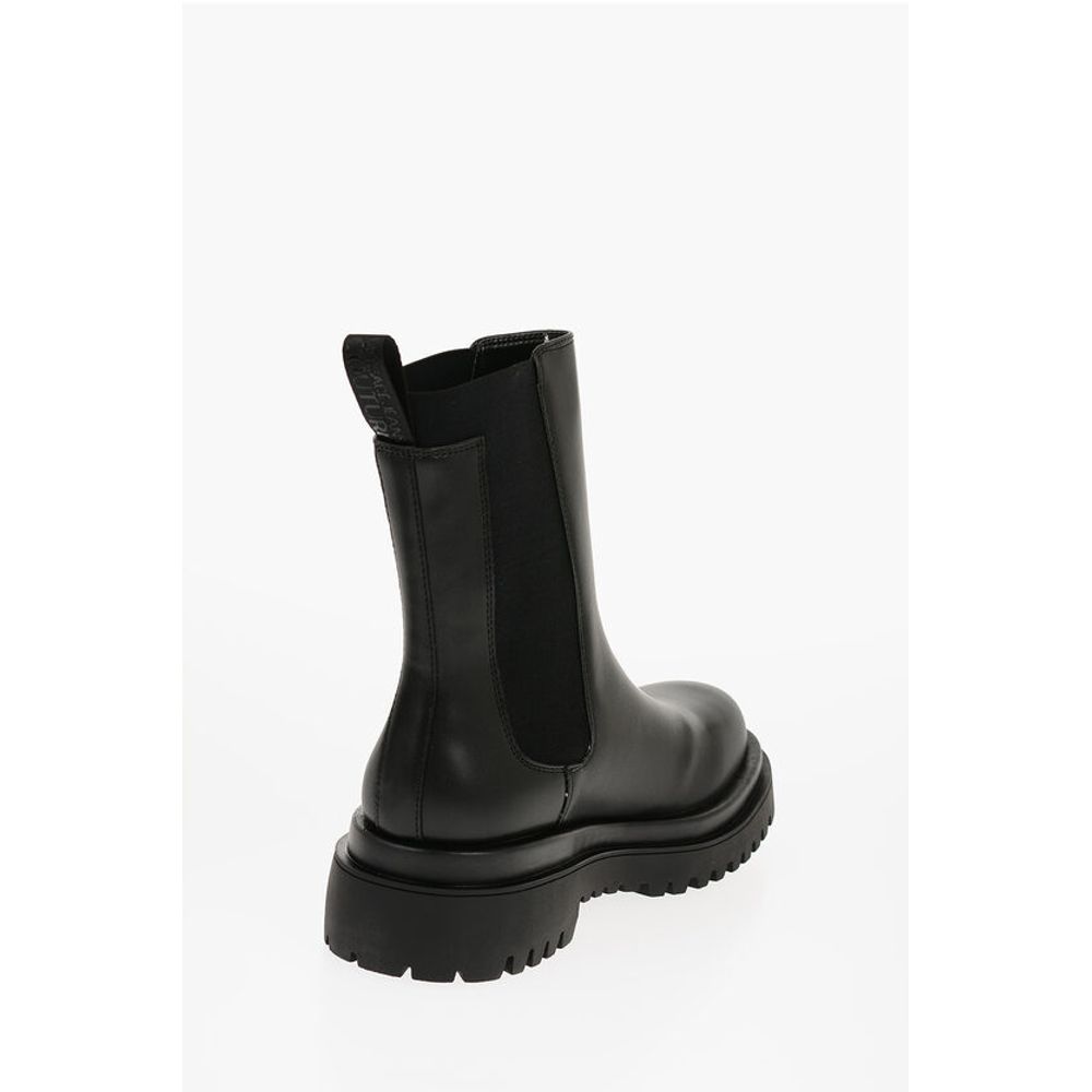 Versace Leather Jeans Couture Faux Drew Chelsea Boots With Contrasti