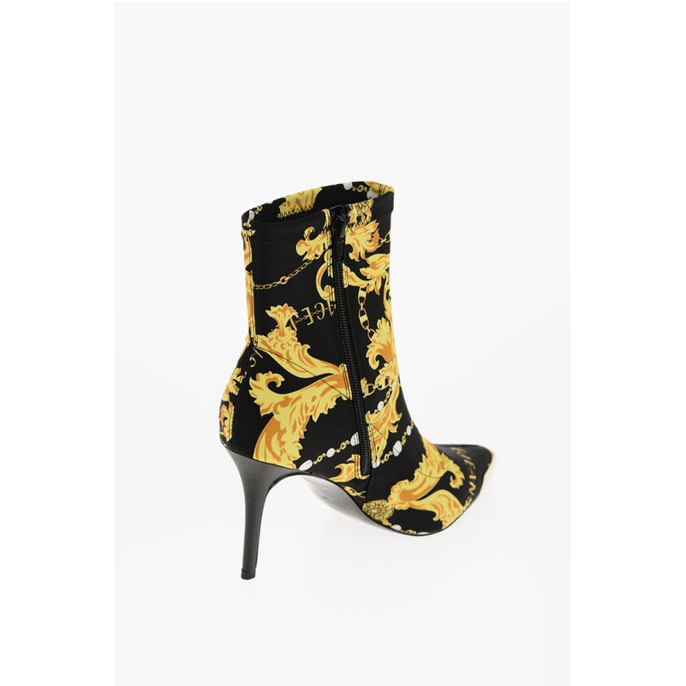 Versace Jeans Couture Baroque Printed Point Toe Scarlett Sock Boots