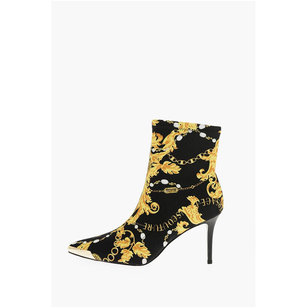 Versace Jeans Couture Baroque Printed Point Toe Scarlett Sock Boots