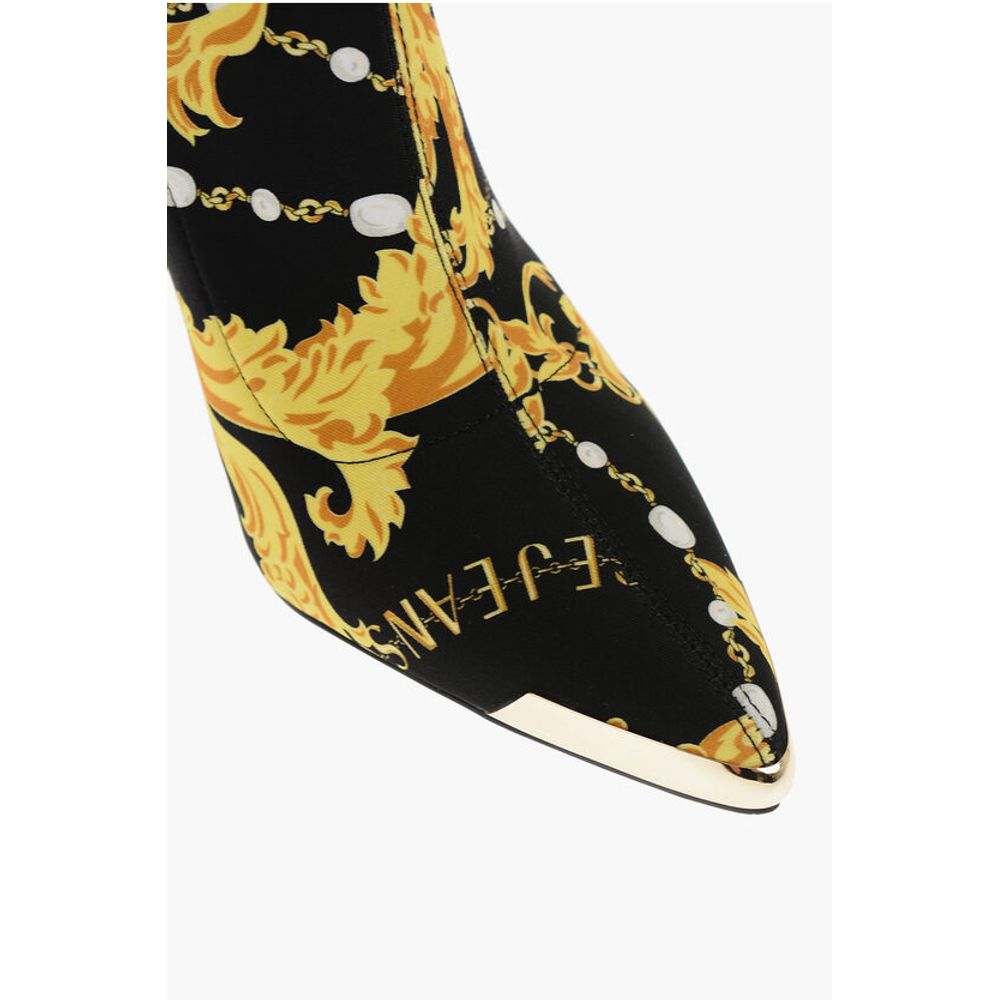 Versace Jeans Couture Baroque Printed Point Toe Scarlett Sock Boots