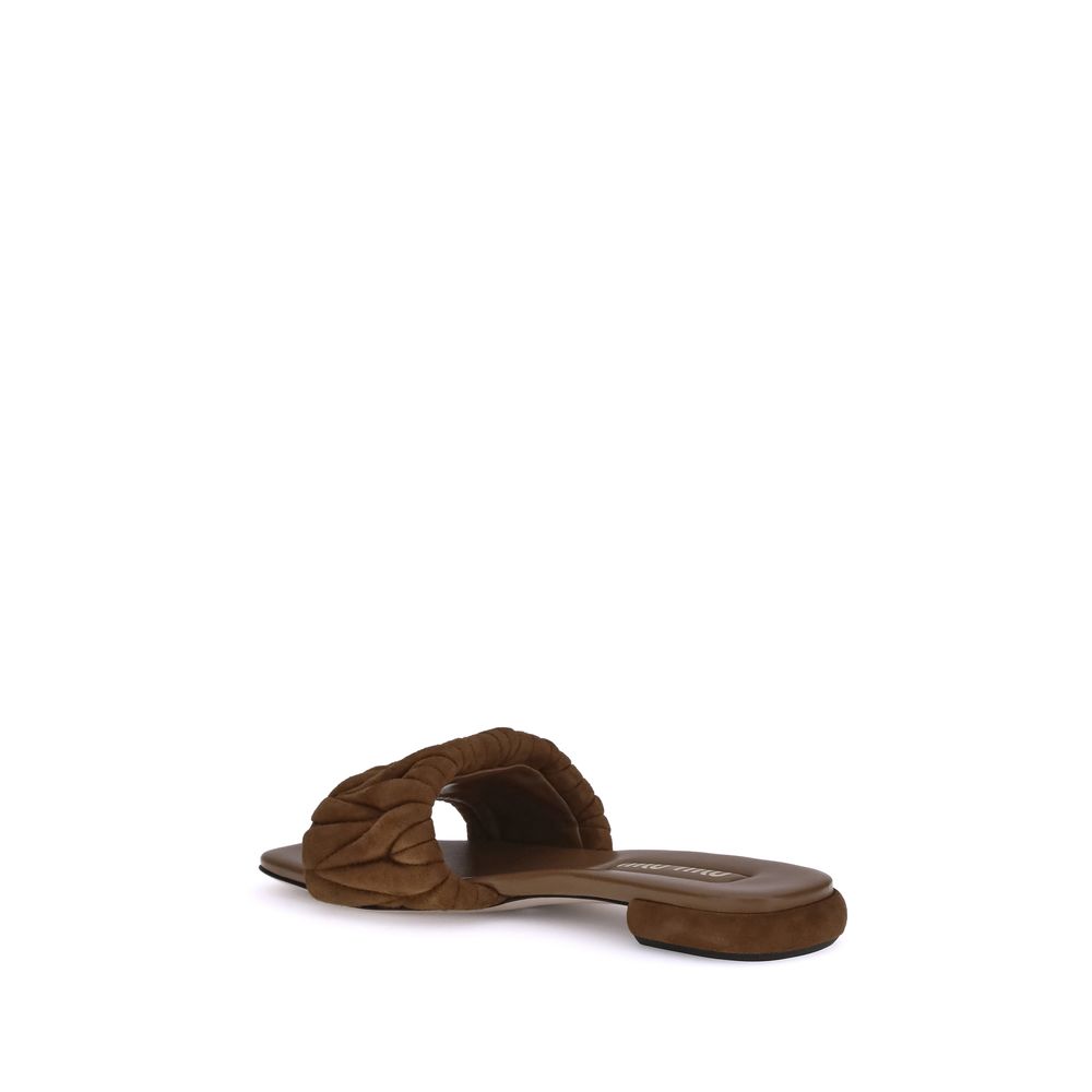 Miu Miu Leather Matelassé Nappa Sandals