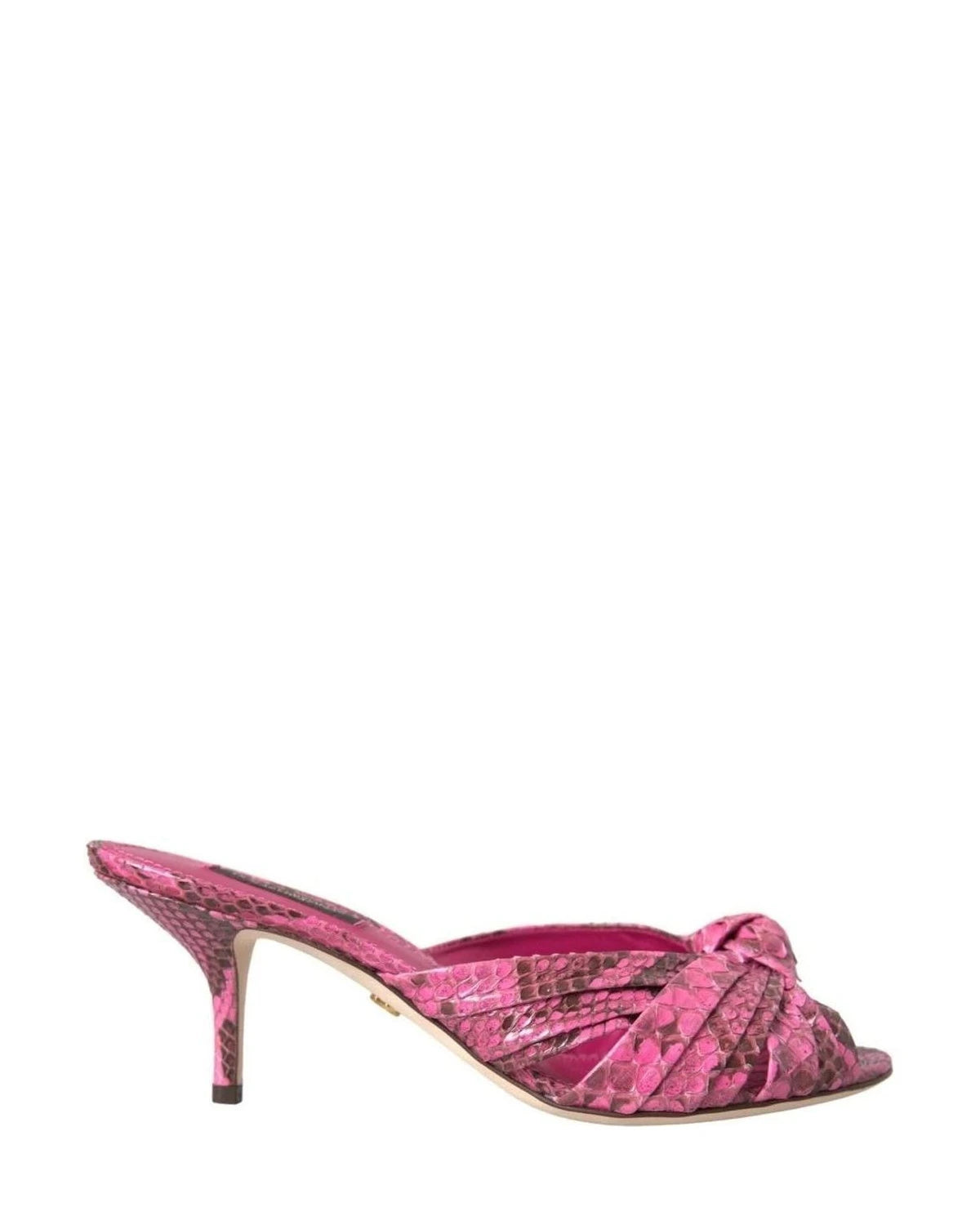 Dolce & Gabbana Pink Exotic Leather Kitten Heels Slides Shoes Heels