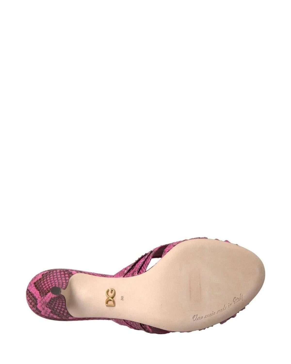 Dolce & Gabbana Pink Exotic Leather Kitten Heels Slides Shoes Heels