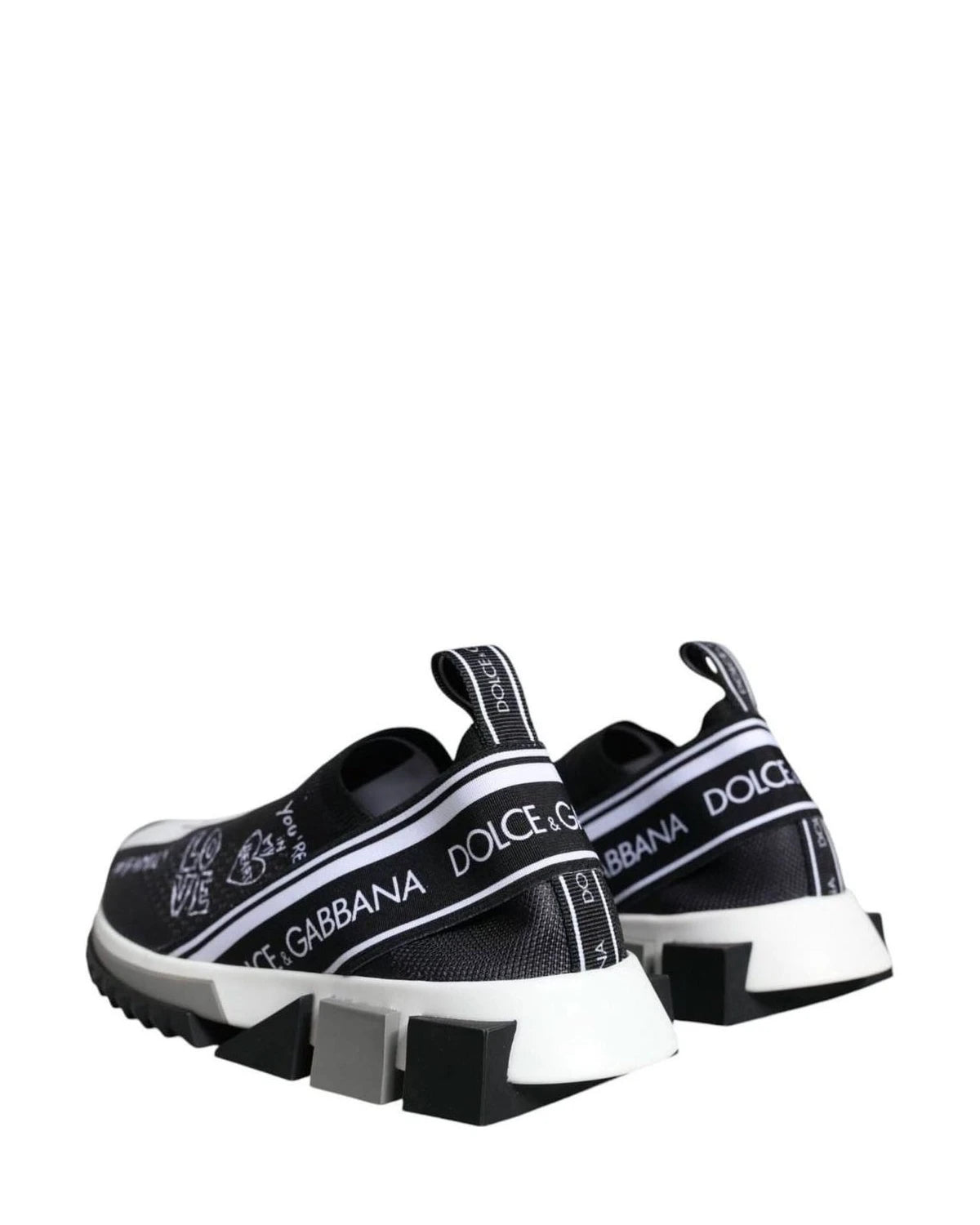 Dolce & Gabbana Black White Sorrento Low Top Sneakers Shoes Sneakers