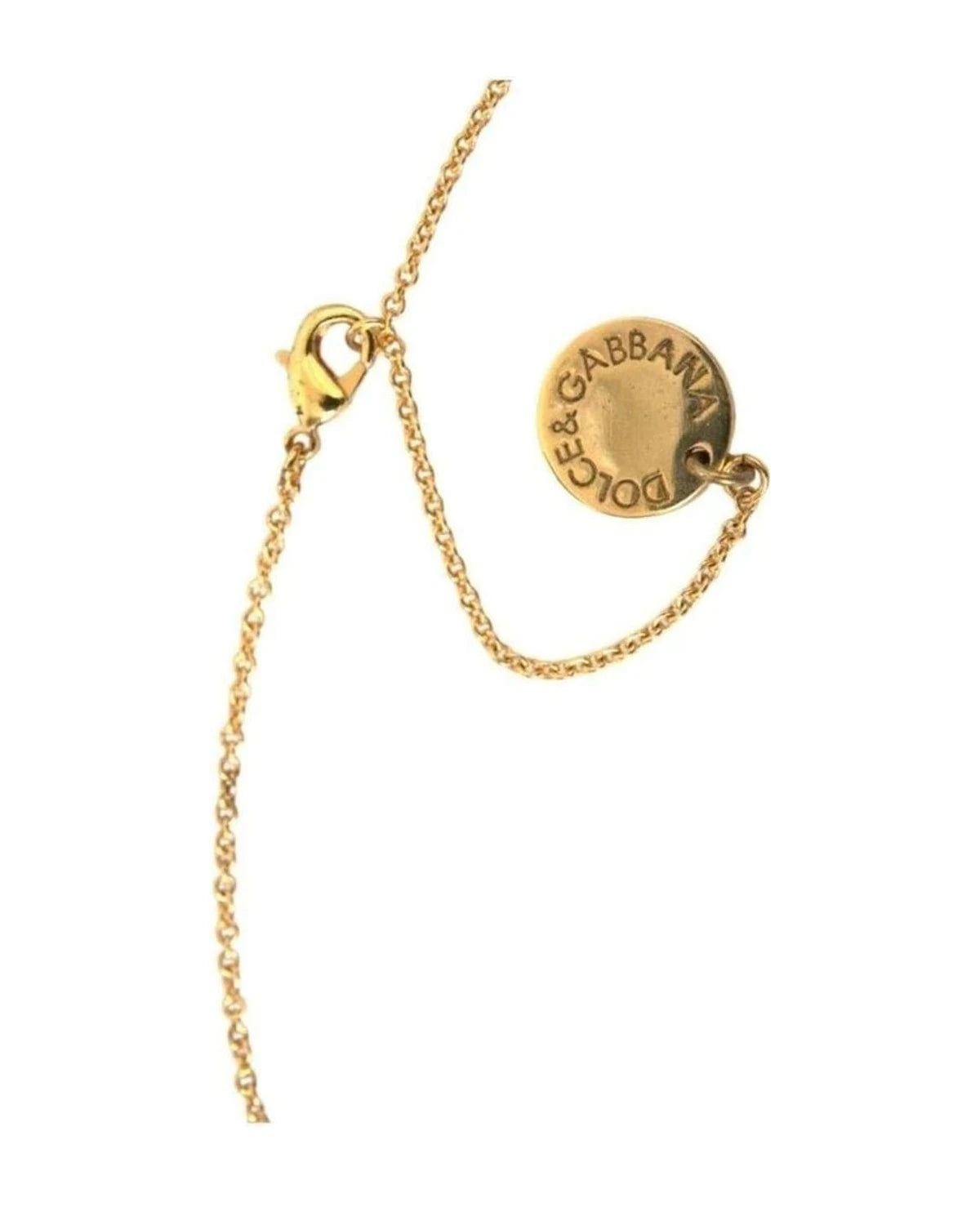 Dolce & Gabbana Gold Brass Chain Dog Heart Pendant Charm Necklace Necklaces