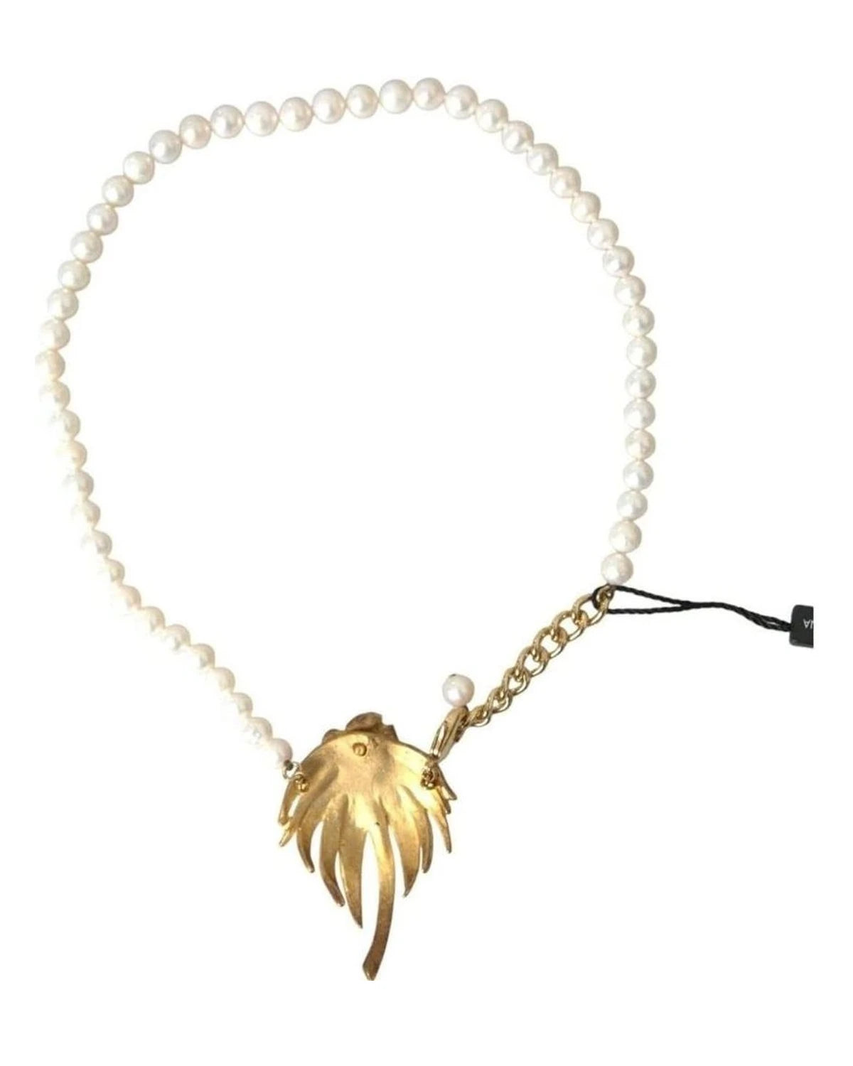 Dolce & Gabbana Gold Brass Crystal Pearl Tree Pendant Charm Necklace Necklaces