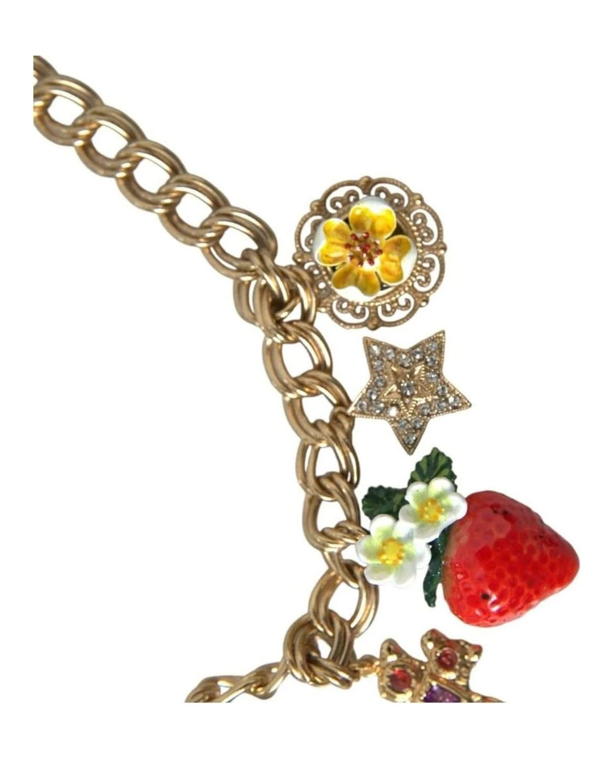 Dolce & Gabbana Gold Chain Rose Cross Strawberry Star Pendant Necklace Necklaces