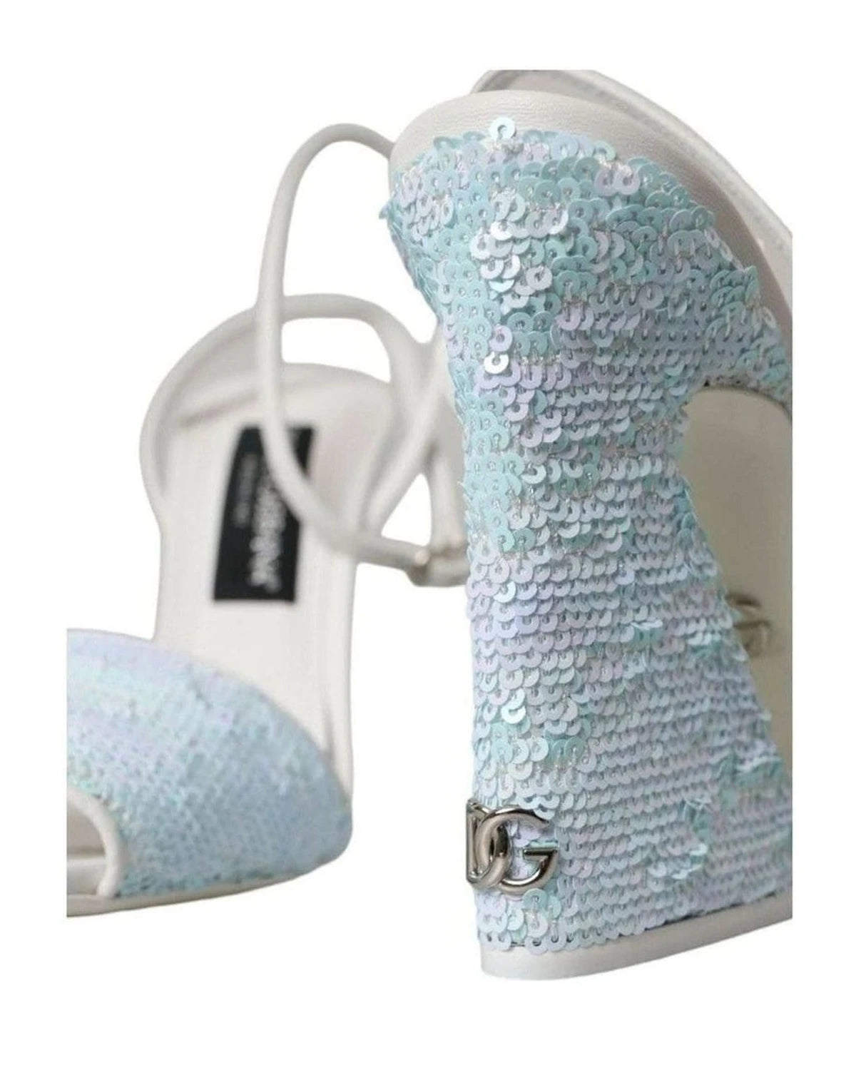 Dolce & Gabbana Light Blue Sequin Ankle Strap Sandals Shoes Heels