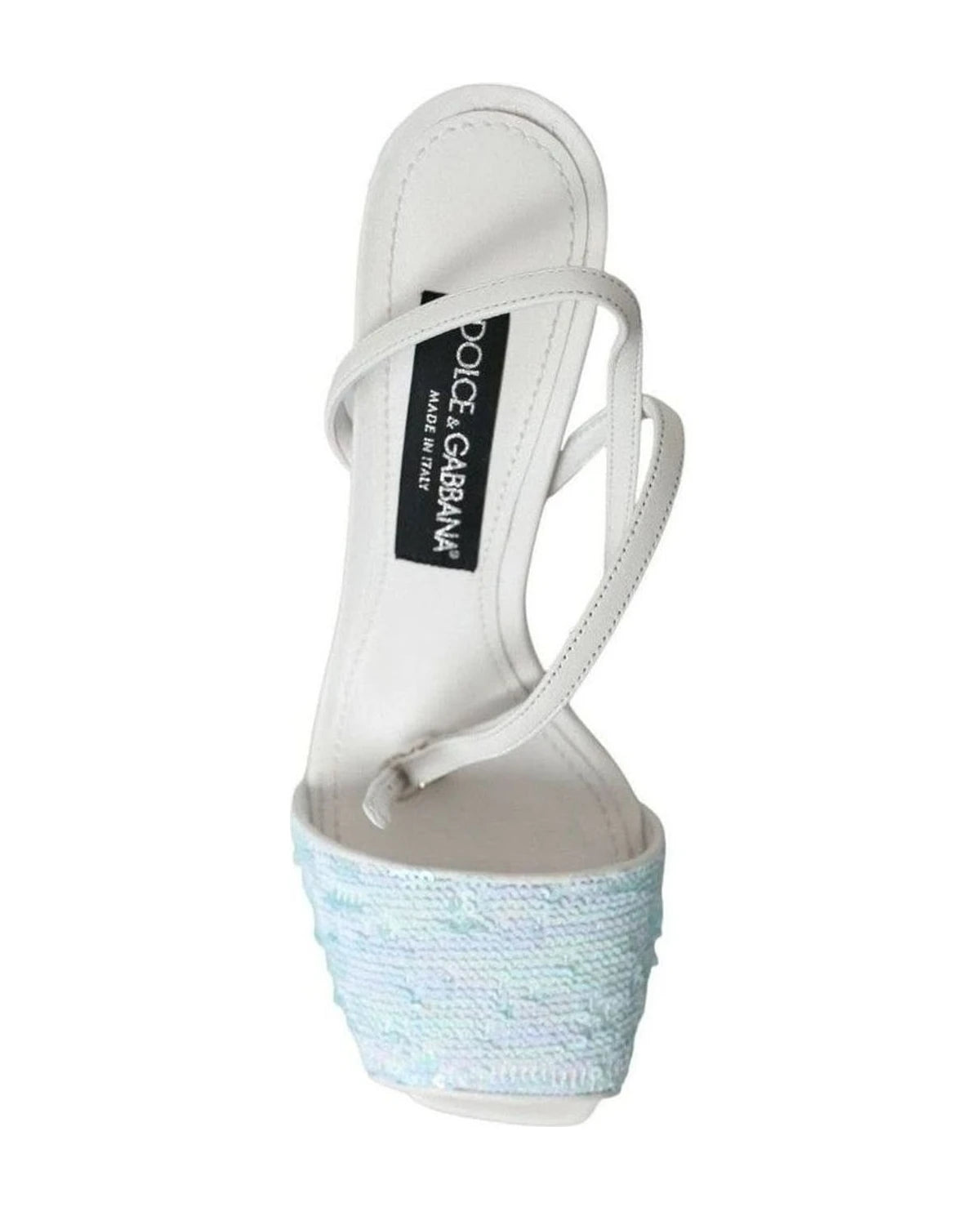 Dolce & Gabbana Light Blue Sequin Ankle Strap Sandals Shoes Heels