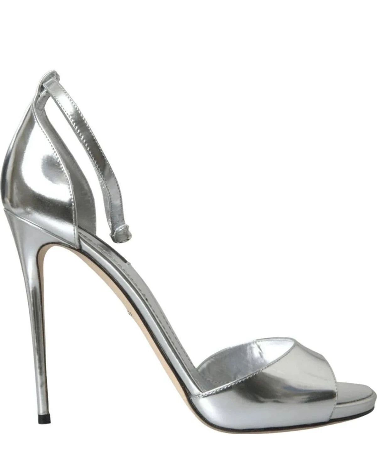 Dolce & Gabbana Silver Keira Leather Heels Sandals Shoes Heels