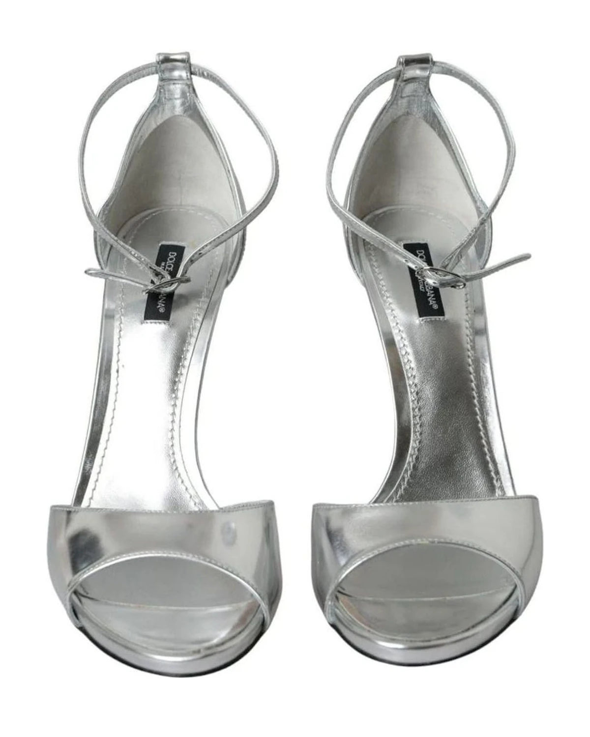Dolce & Gabbana Silver Keira Leather Heels Sandals Shoes Heels