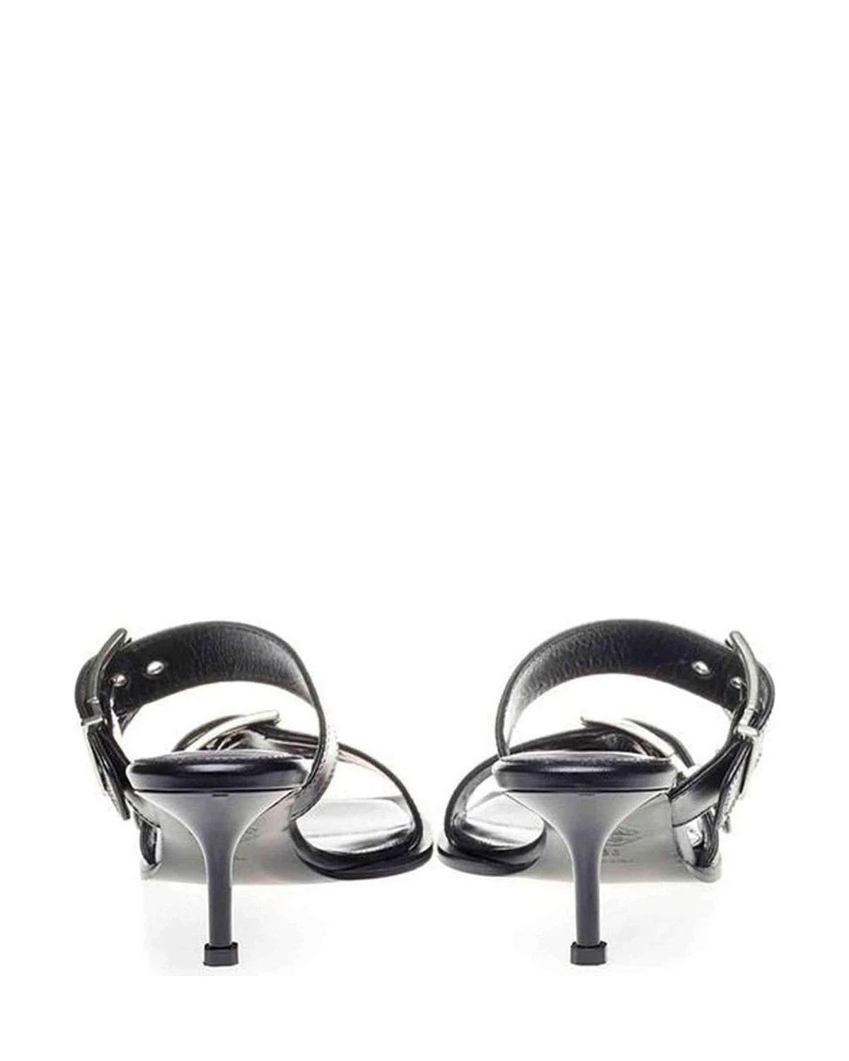 Alexander Mcqueen Black Elevate Your Steps In Timeless Leather Sandals Heels