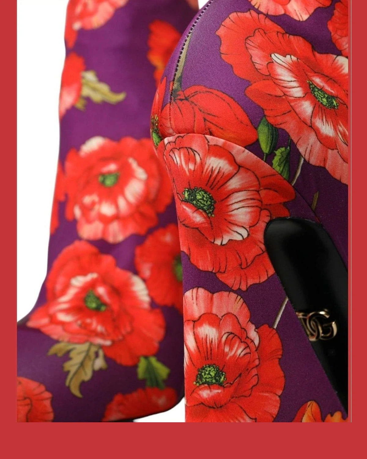 Dolce & Gabbana Purple Floral Jersey Stretch Boots Shoes Boots