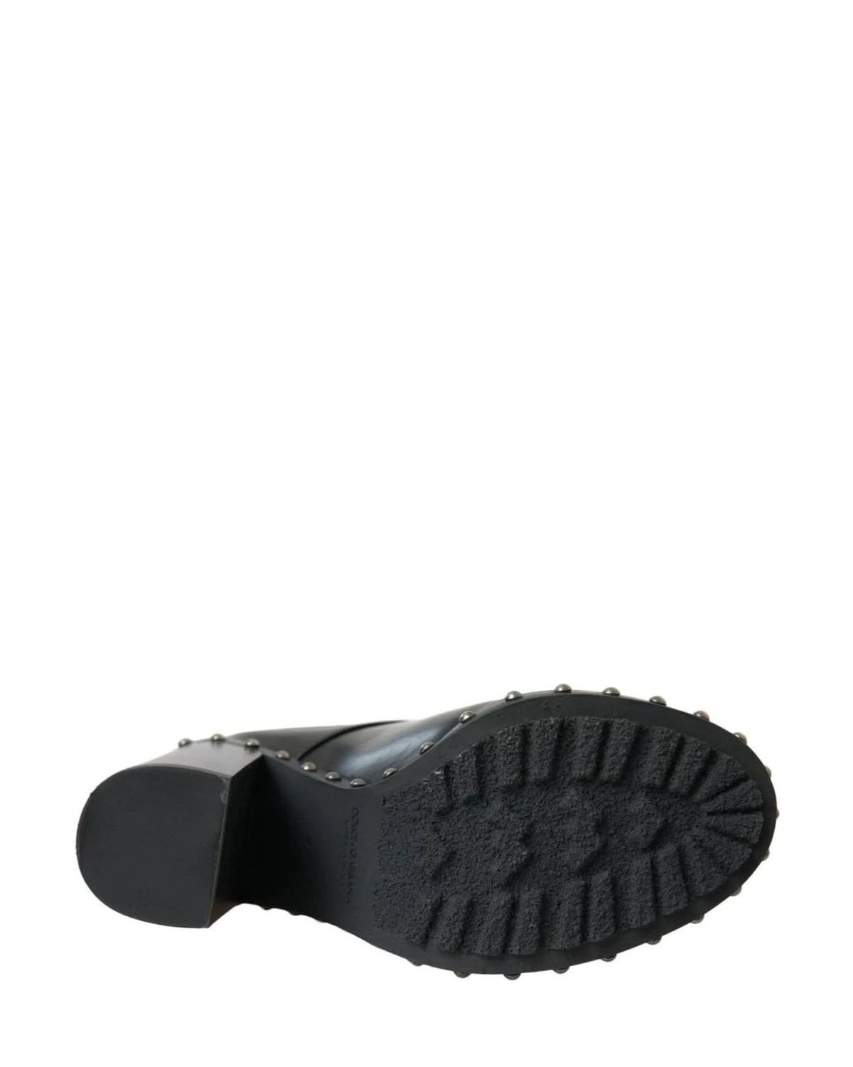 Dolce & Gabbana Black Leather Studded Lace Up Boots Shoes Boots