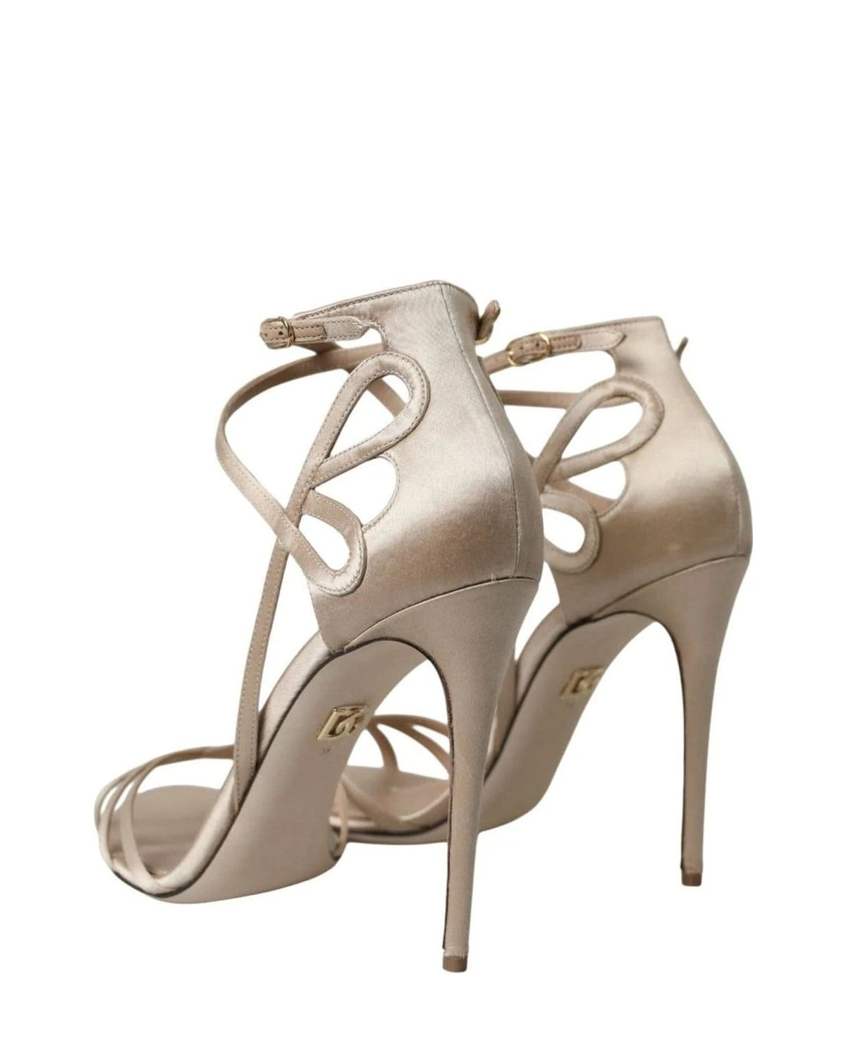 Dolce & Gabbana Beige Leather Strappy Heels Sandals Shoes Heels