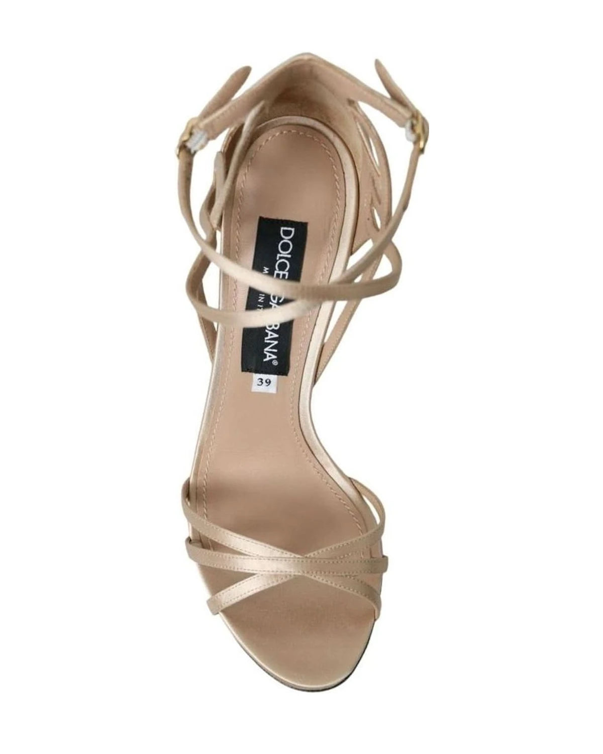 Dolce & Gabbana Beige Leather Strappy Heels Sandals Shoes Heels