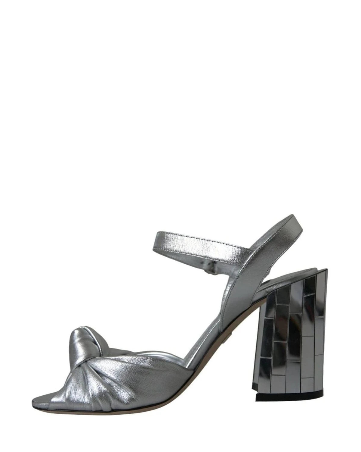 Dolce & Gabbana Silver Lambskin Leather Heels Sandals Shoes Heels