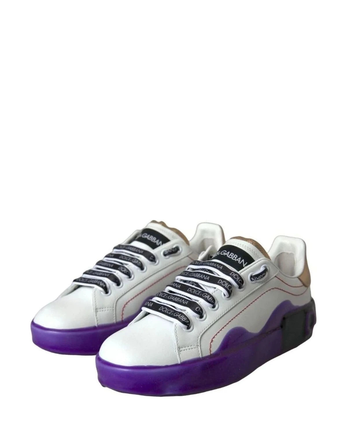 Dolce & Gabbana White Leather Portofino Low Top Sneakers Shoes Sneakers