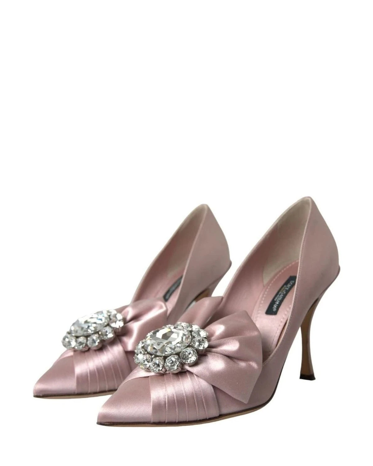 Dolce & Gabbana Pink Satin Crystal High Heels Pumps Shoes Heels