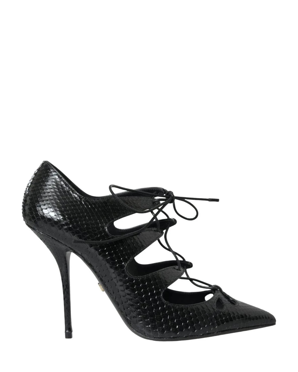 Dolce & Gabbana Black Python Leather Mary Jane Pumps Shoes Heels