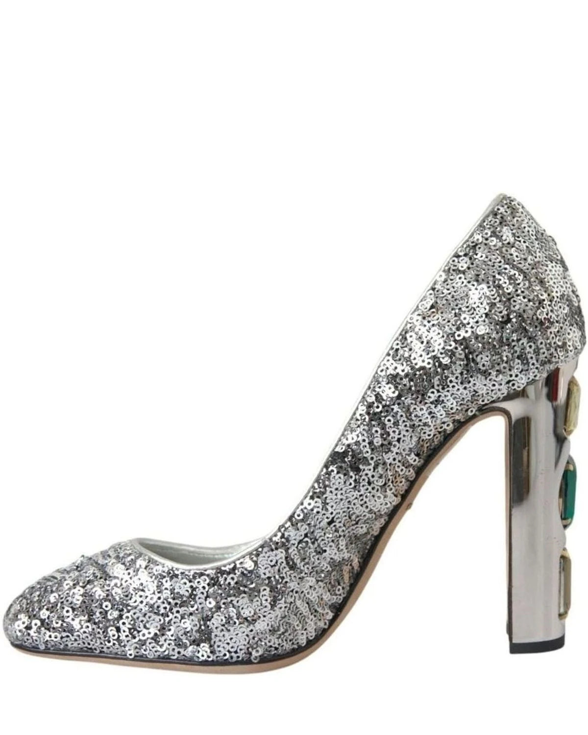 Dolce & Gabbana Silver Sequin Embellished Heels Pumps Shoes Heels