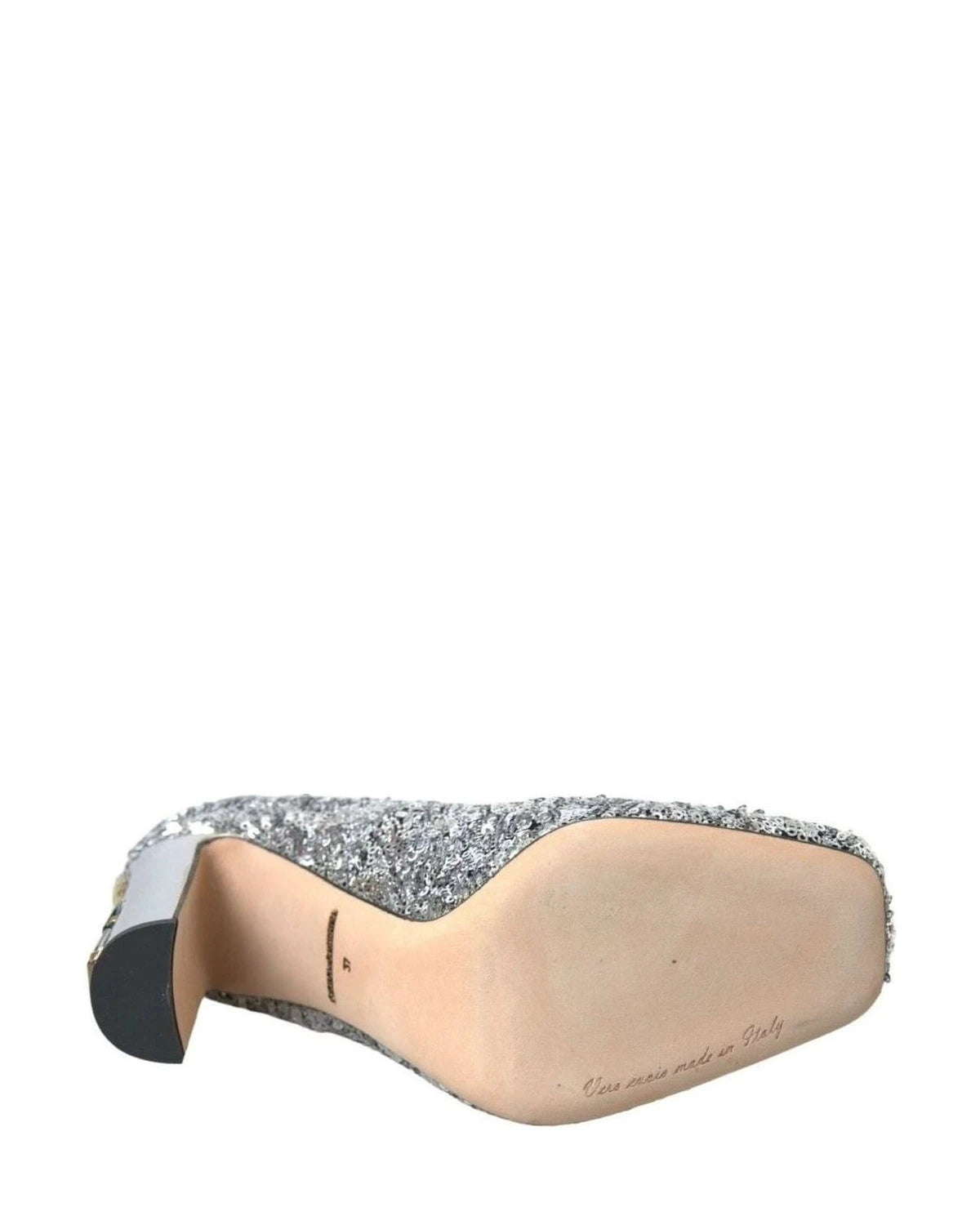 Dolce & Gabbana Silver Sequin Embellished Heels Pumps Shoes Heels
