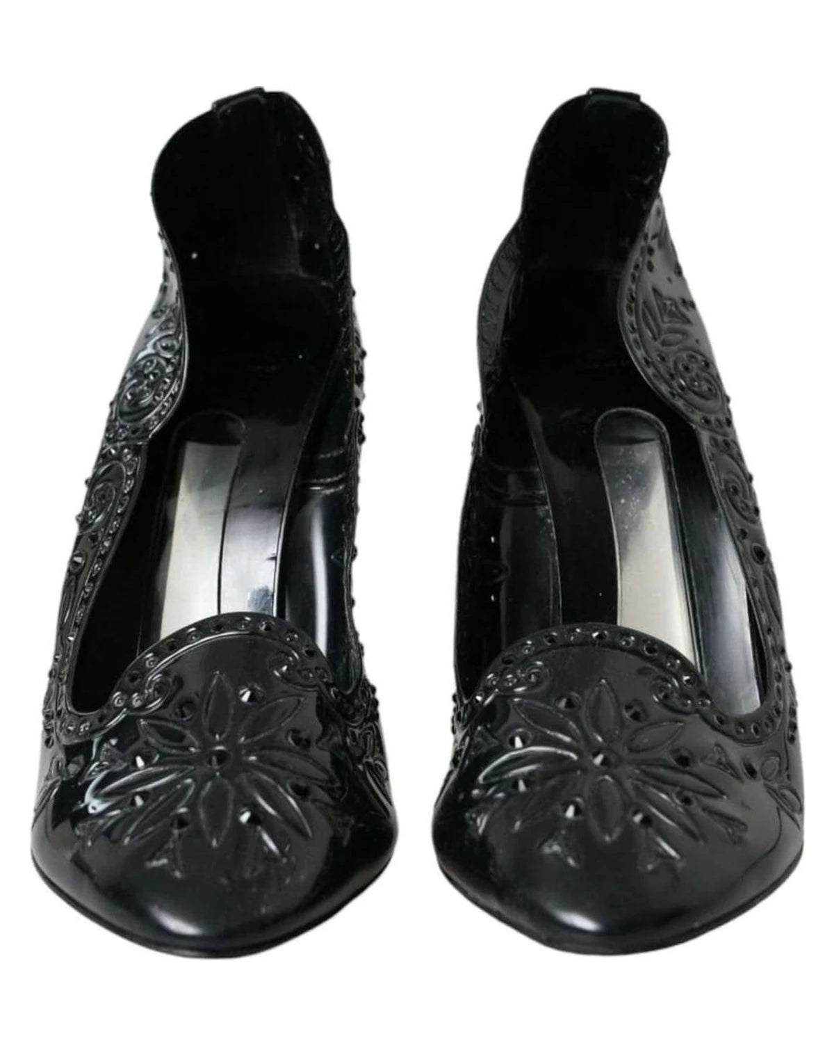 Dolce & Gabbana Black Crystal Cinderella Heels Pumps Shoes Heels