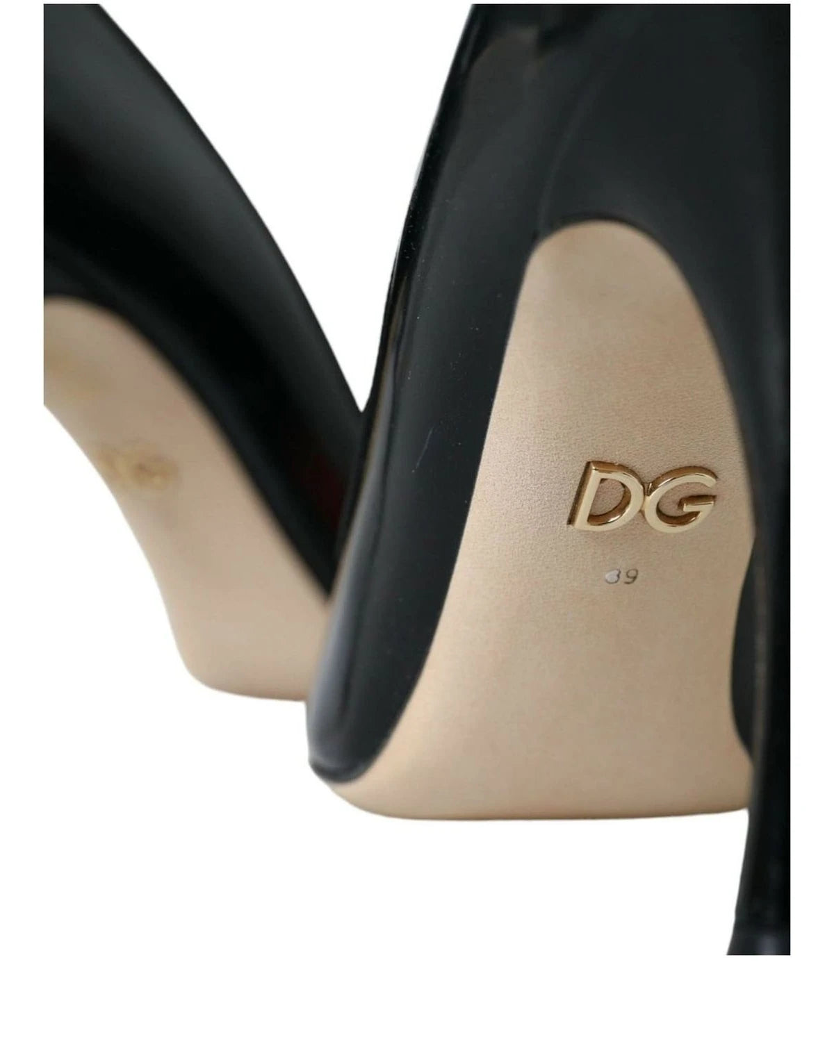 Dolce & Gabbana Black Leather Wow Patch Heels Pumps Shoes Heels
