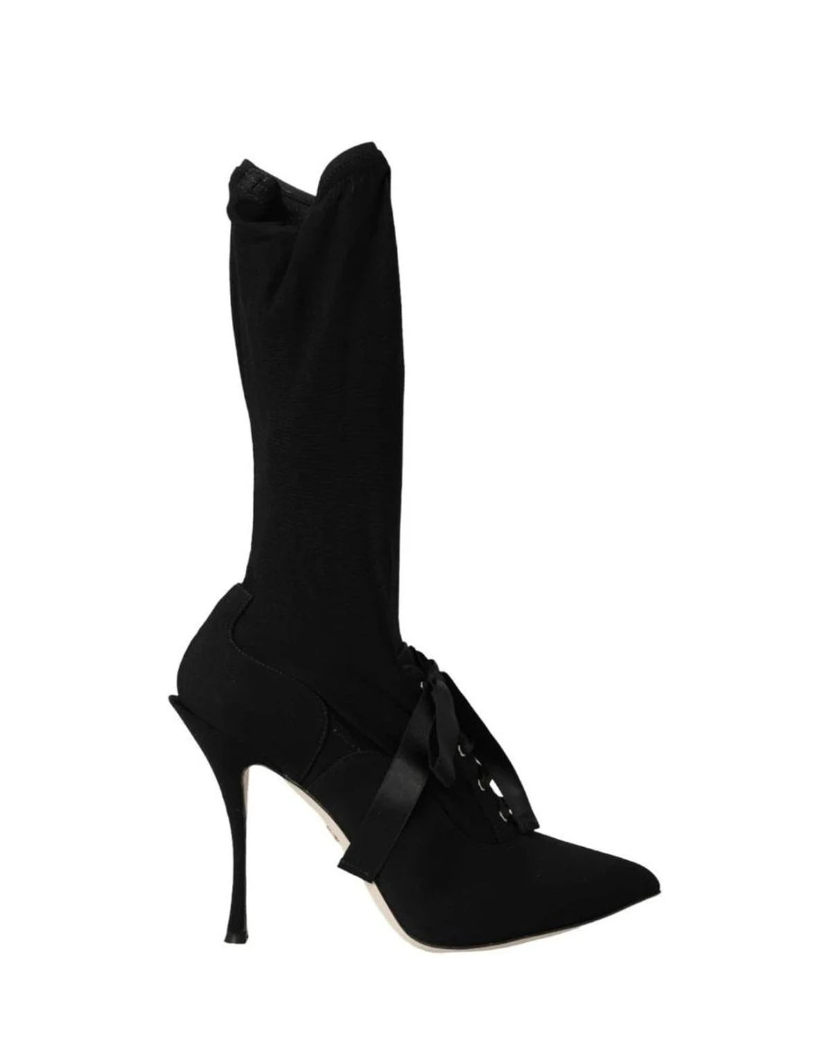 Dolce & Gabbana Black Stiletto Heels Mid Calf Boots Shoes Boots