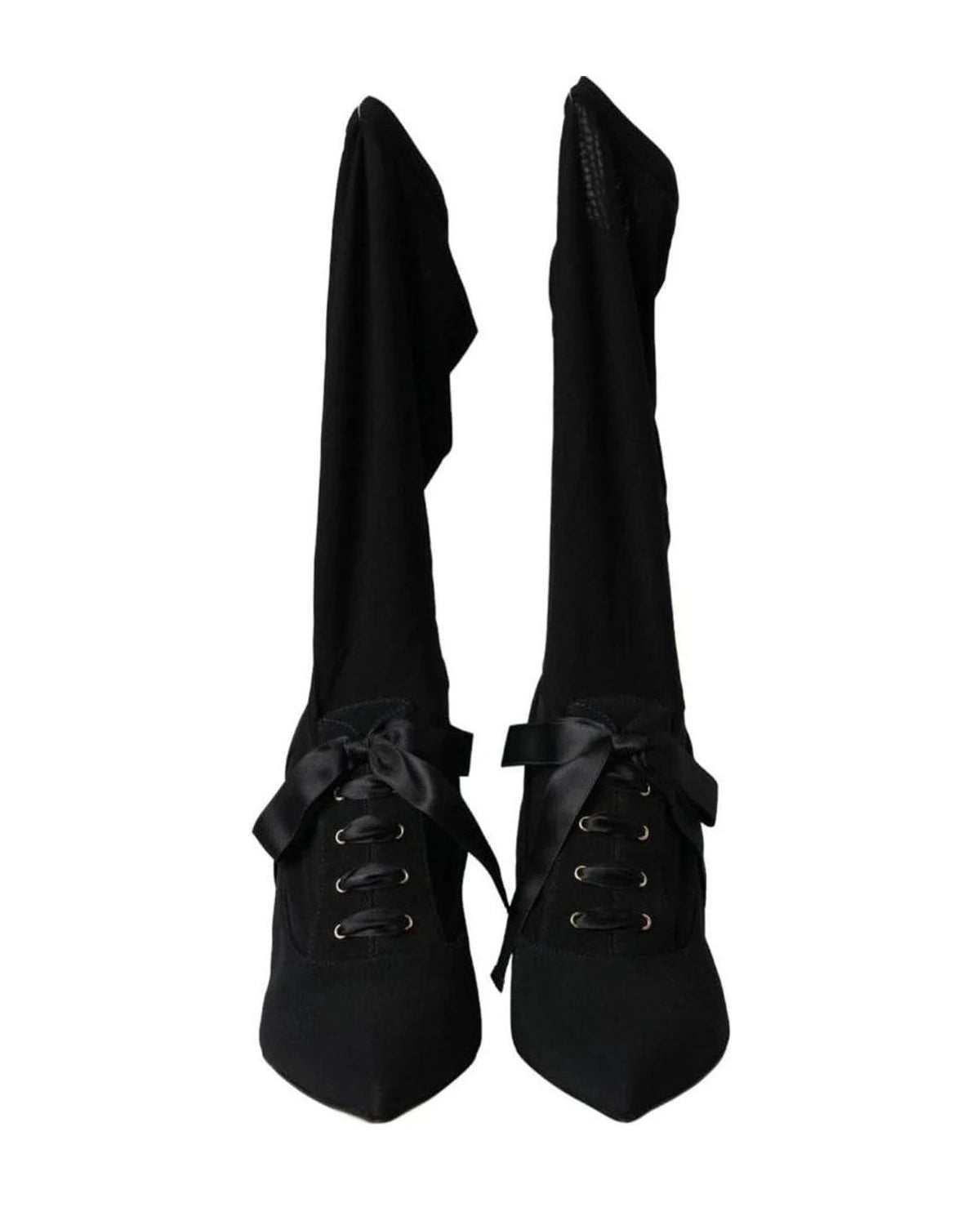 Dolce & Gabbana Black Stiletto Heels Mid Calf Boots Shoes Boots