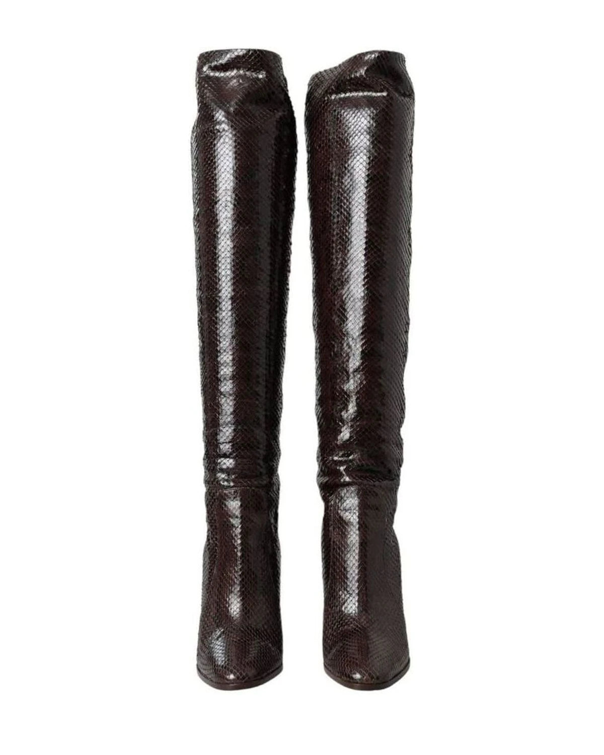 Dolce & Gabbana Brown Exotic Leather Heels High Boots Shoes Boots