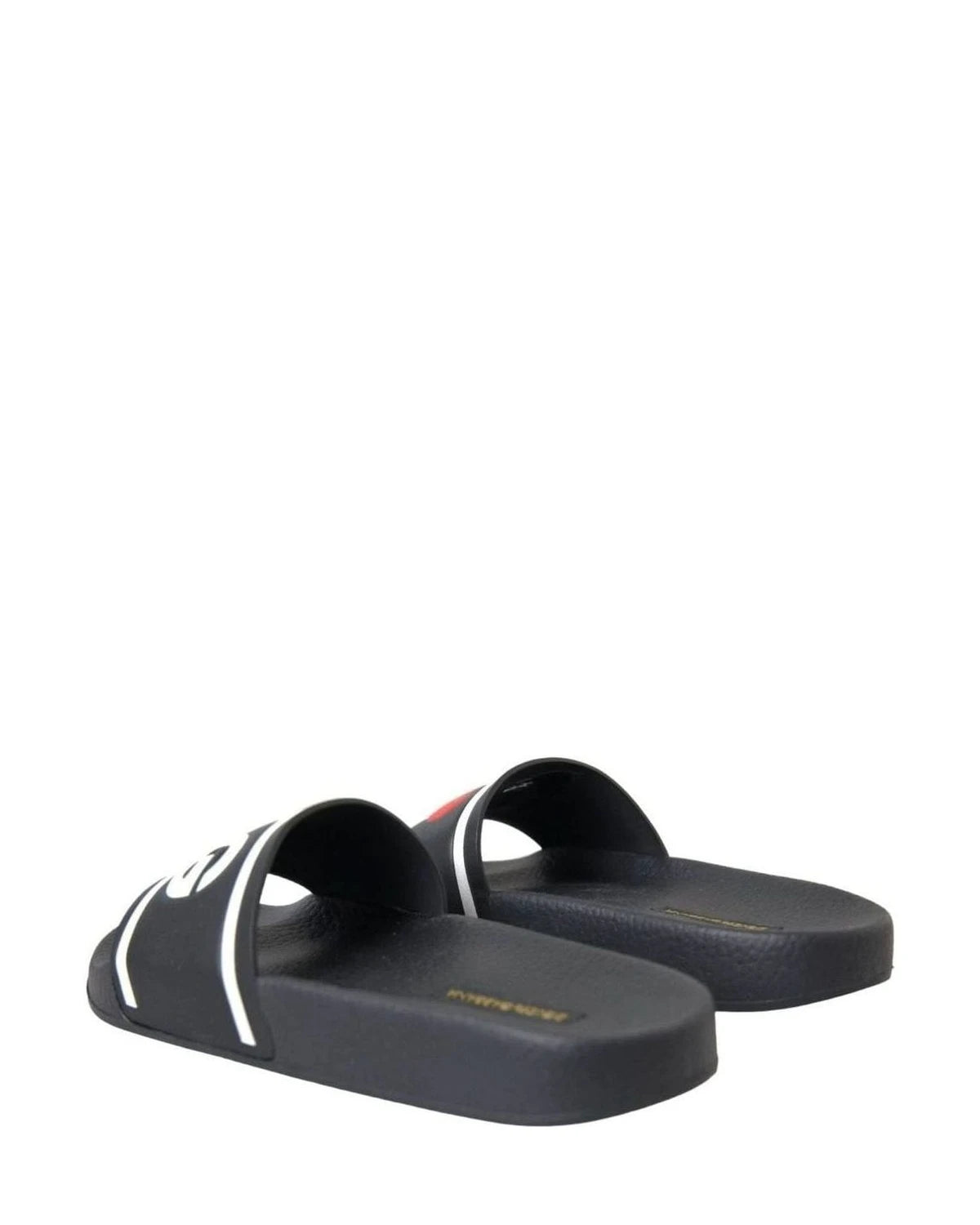 Dolce & Gabbana Black Leather I Love Dg Sandals Slides Shoes Flats