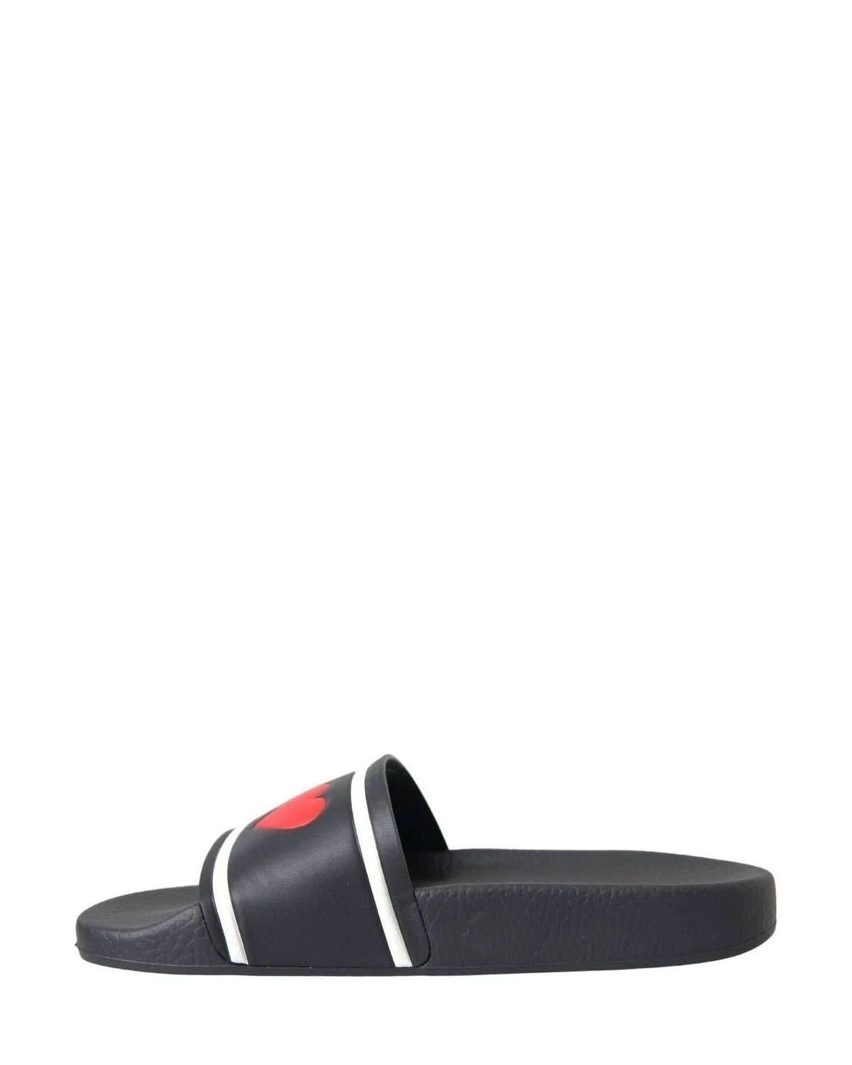 Dolce & Gabbana Black Leather I Love Dg Sandals Slides Shoes Flats