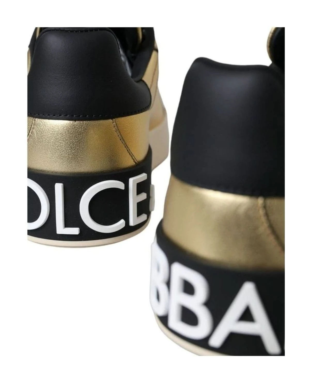 Dolce & Gabbana Gold Portofino Calf Leather Sneakers Women Shoes Sneakers