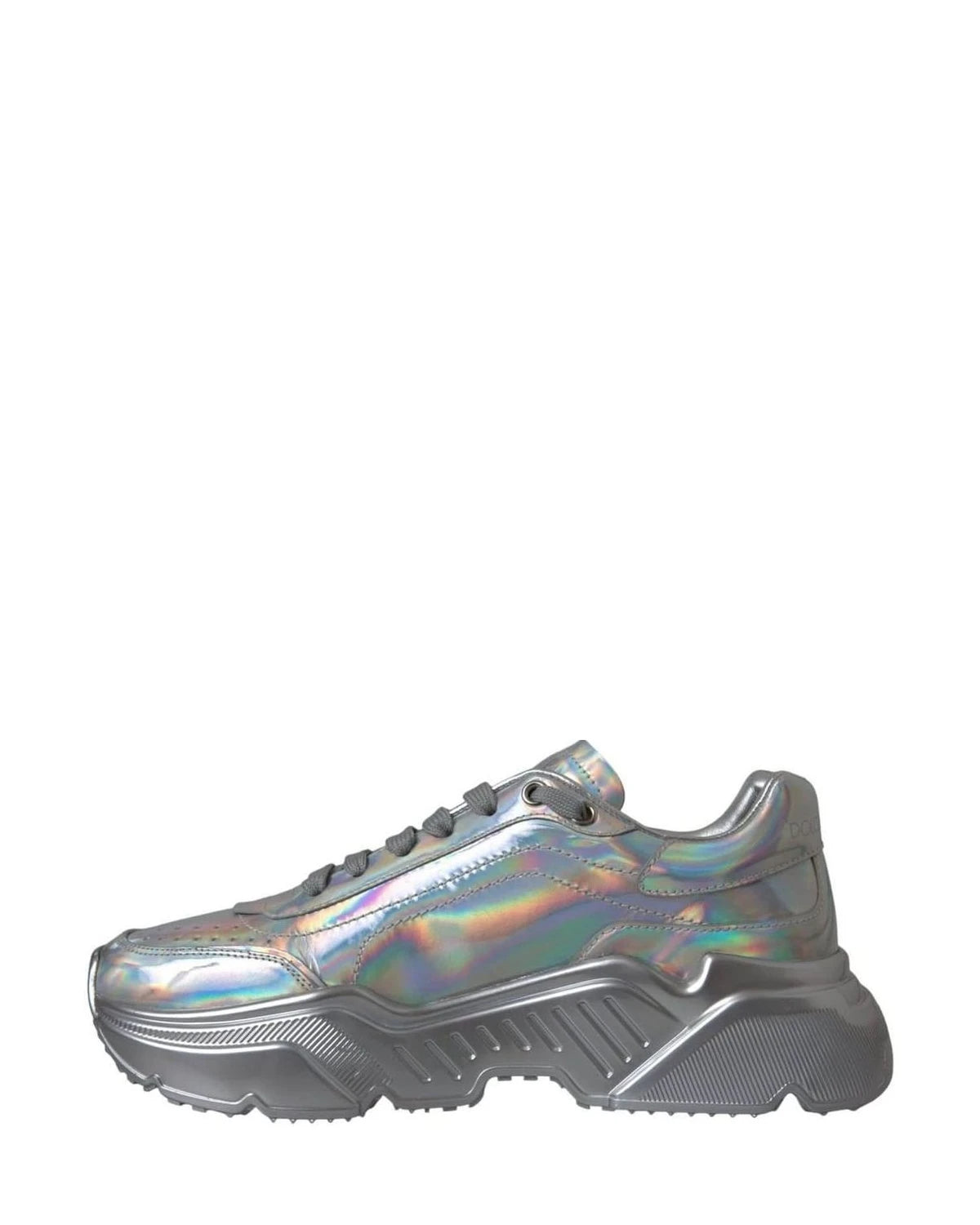 Dolce & Gabbana Silver Iridescent Daymaster Leather Sneakers Shoes Sneakers