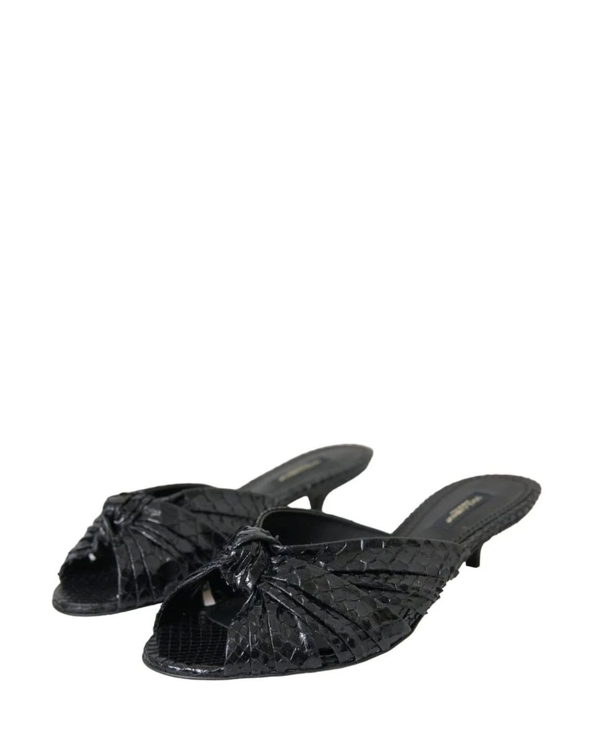 Dolce & Gabbana Black Exotic Leather Heels Slides Shoes Heels