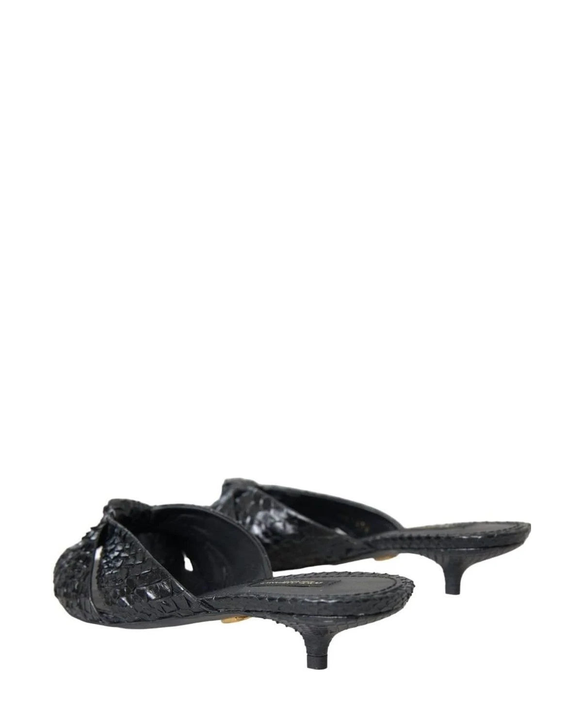 Dolce & Gabbana Black Exotic Leather Heels Slides Shoes Heels