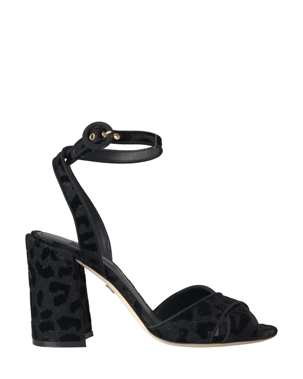 Dolce & Gabbana Black Leopard Suede Heels Sandals Shoes Glam Steals