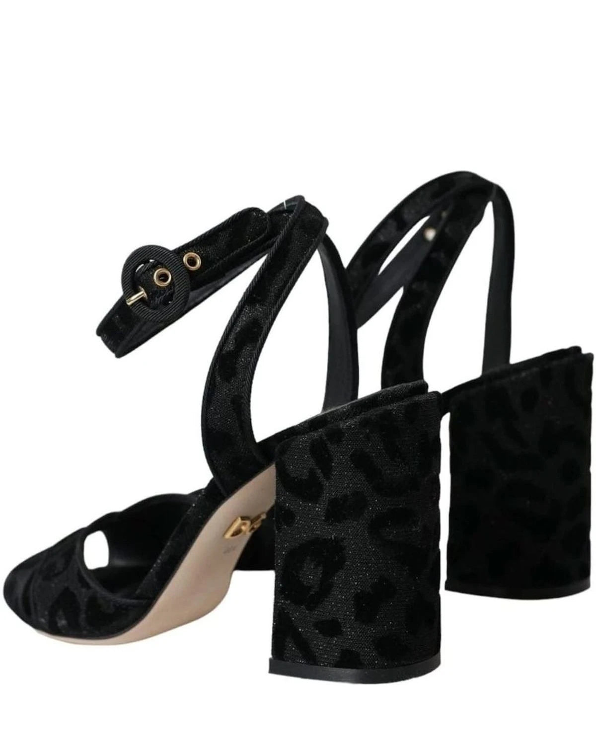 Dolce & Gabbana Black Leopard Suede Heels Sandals Shoes Heels