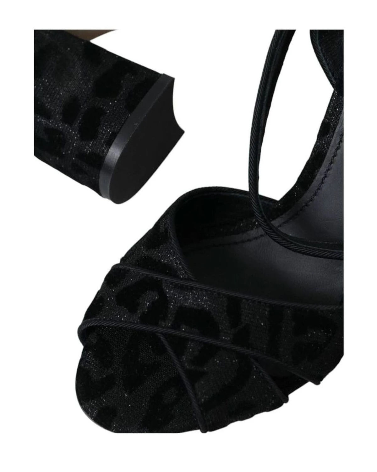 Dolce & Gabbana Black Leopard Suede Heels Sandals Shoes Heels
