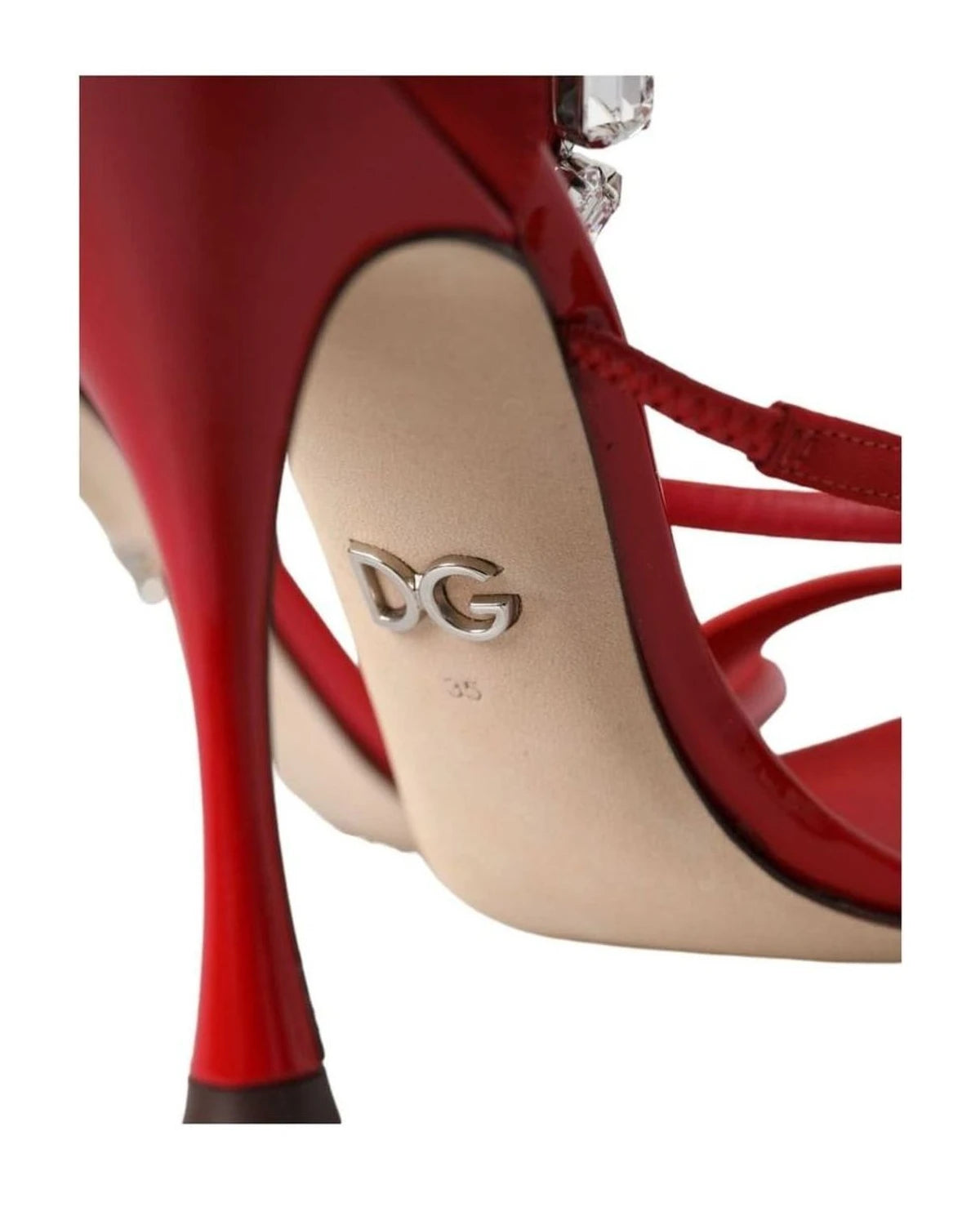 Dolce & Gabbana Red Keira Satin Crystals Sandals Heels Shoes Heels